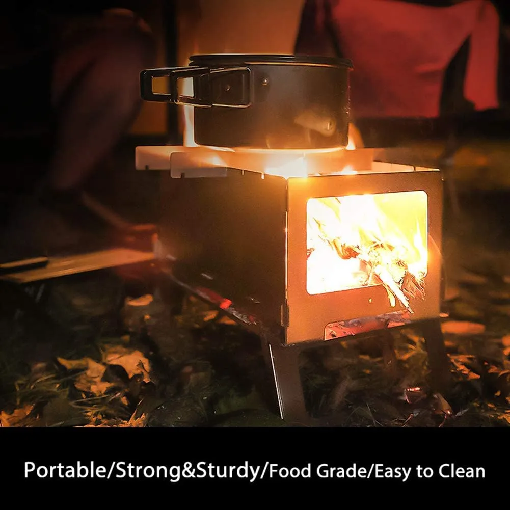 Portable Camping Cook Stove Windproof Wood Burning Stove, Lightweight BBQ Grill Backpacking Stove, Efficient Burning Heater Solidified Alcohol Stove Barbecue Grill Tent Heating St