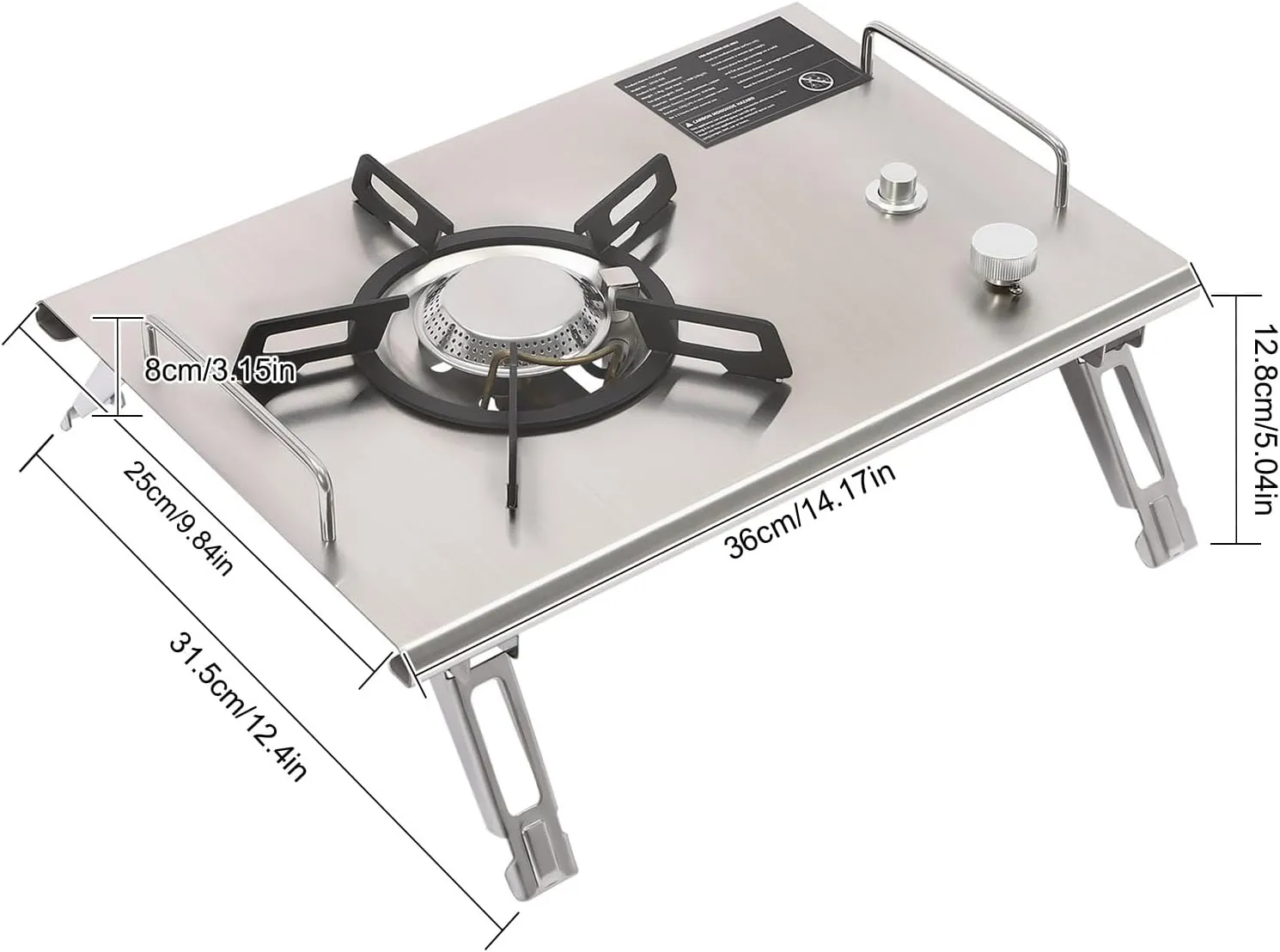 Portable Camping Gas Stove, Sliver Outdoor Folding Gas Stove with Carry Case, Electronic Ignition Outdoor Camping Cooking Stove for Outdoor/Indoor Cooking Camping (Sliver)