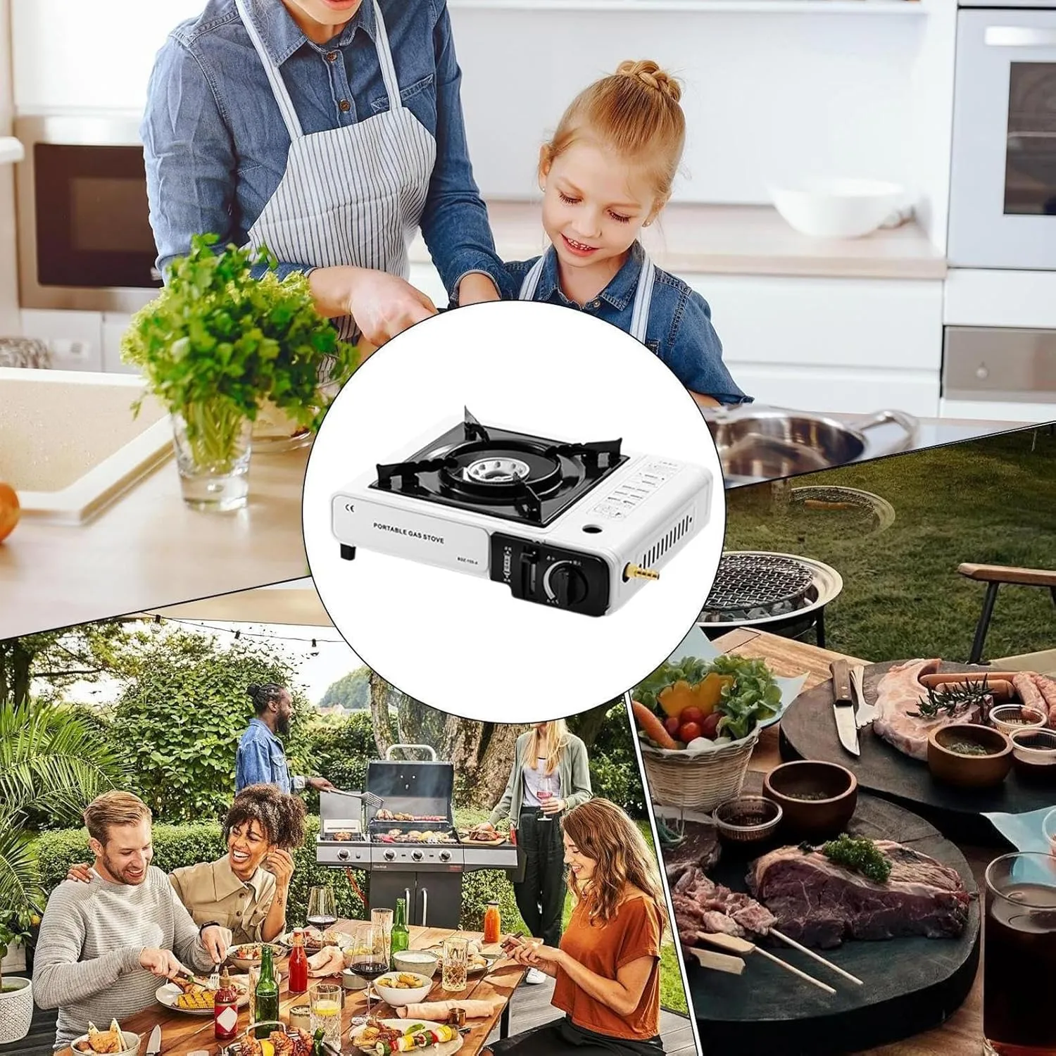 Portable Camping Stove - Outdoor Burner, Travel Cooking Heater | Single Flame Gass Cooktop Compact Campfire Grill Lightweight Gear for Backpacking Hiking Picnic Patio Emergancy Food Prep Use
