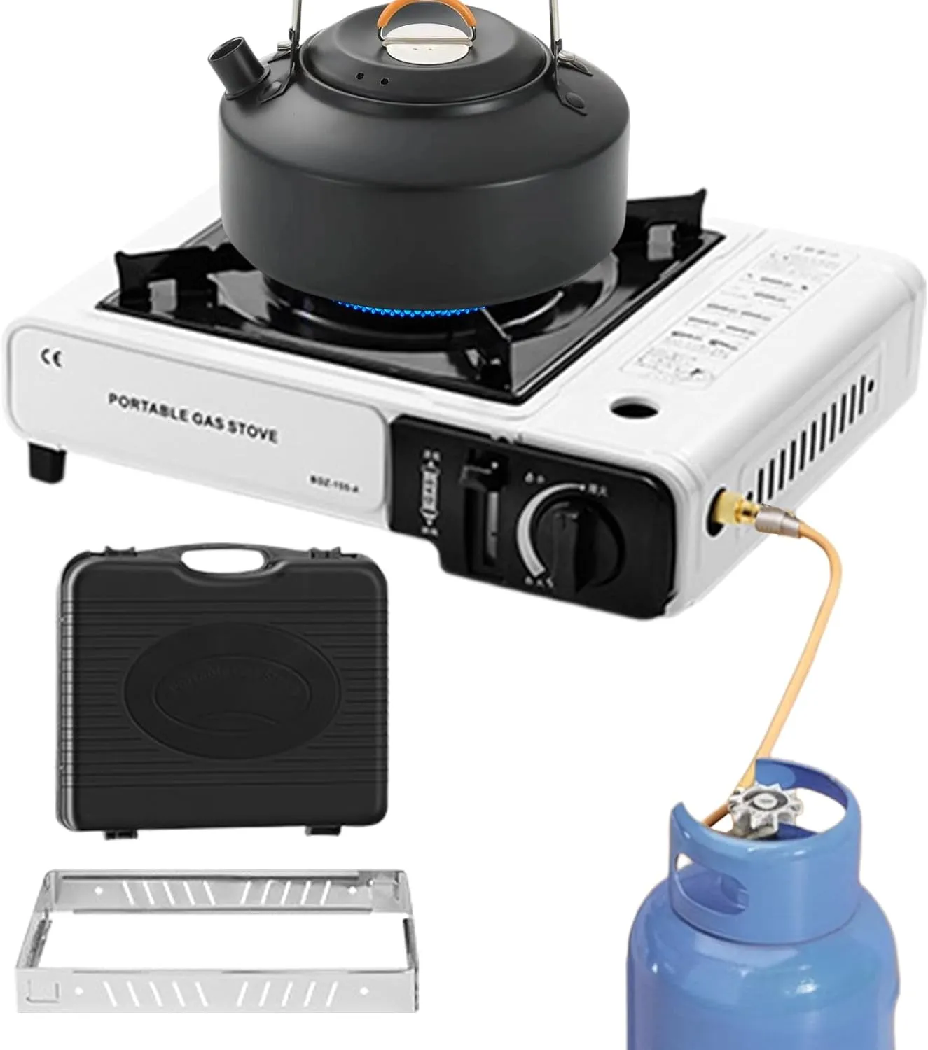 Portable Camping Stove - Outdoor Burner, Travel Cooking Heater | Single Flame Gass Cooktop Compact Campfire Grill Lightweight Gear for Backpacking Hiking Picnic Patio Emergancy Food Prep Use