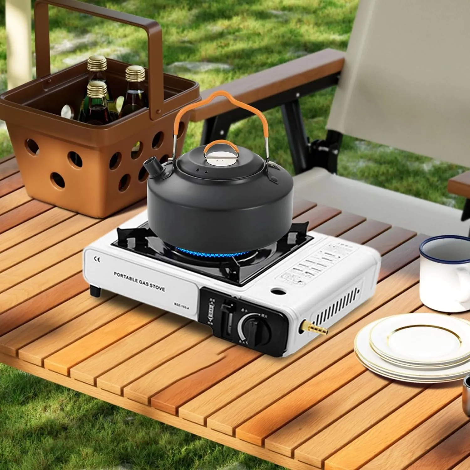 Portable Camping Stove - Outdoor Burner, Travel Cooking Heater | Single Flame Gass Cooktop Compact Campfire Grill Lightweight Gear for Backpacking Hiking Picnic Patio Emergancy Food Prep Use