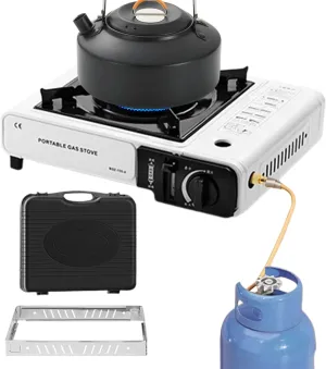 Portable Camping Stove - Outdoor Burner, Travel Cooking Heater | Single Flame Gass Cooktop Compact Campfire Grill Lightweight Gear for Backpacking Hiking Picnic Patio Emergancy Food Prep Use