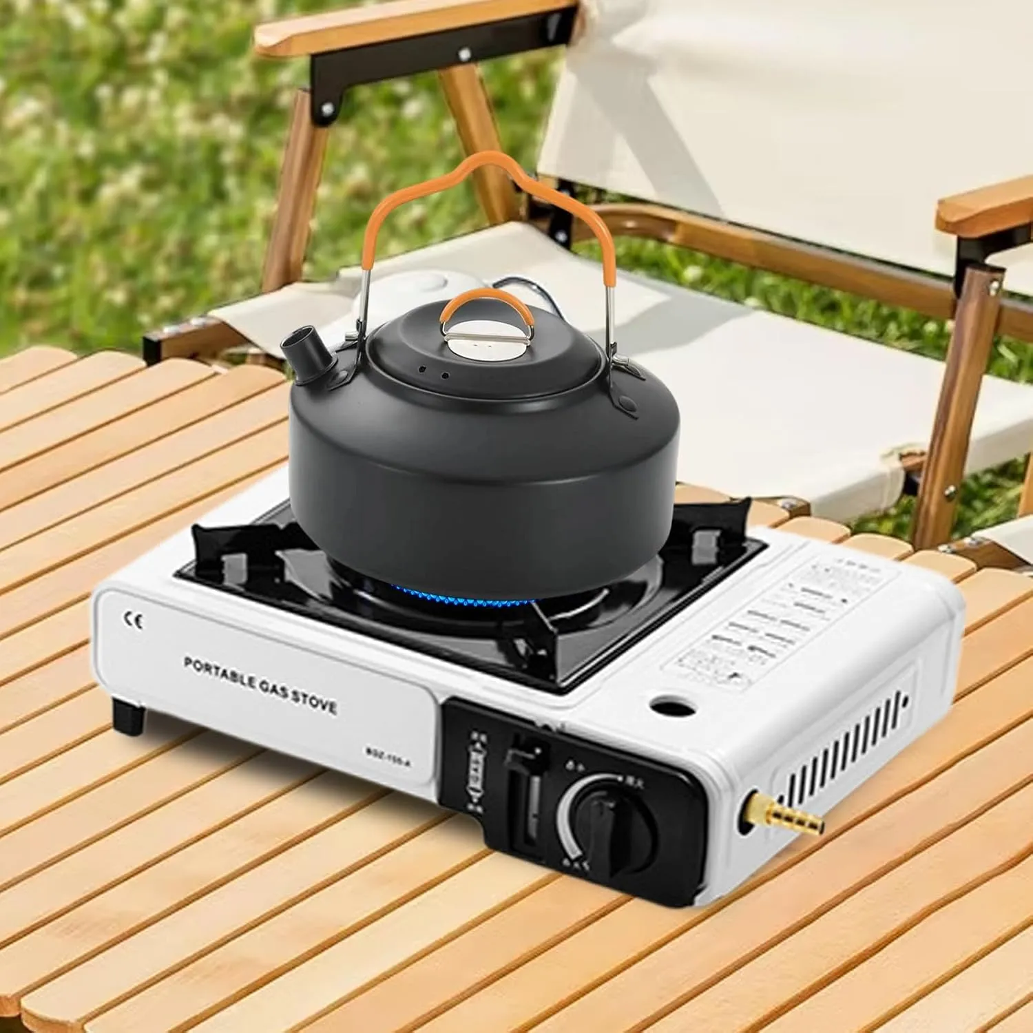 Portable Camping Stove - Outdoor Burner, Travel Cooking Heater | Single Flame Gass Cooktop Compact Campfire Grill Lightweight Gear for Backpacking Hiking Picnic Patio Emergancy Food Prep Use