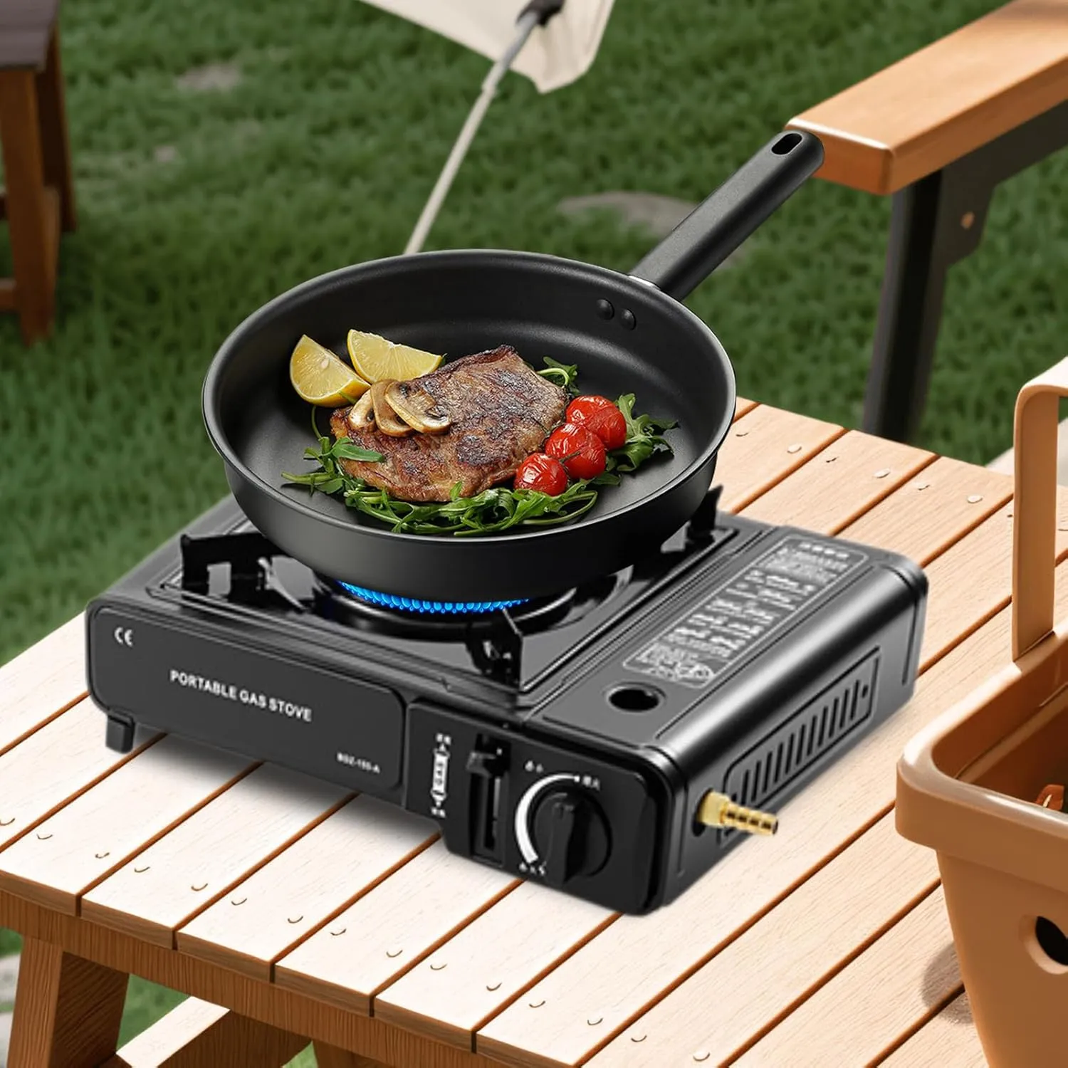 Portable Camping Stove - Single Burner, Campfire Cooktop | Lightweight Butene Propane Cooker Compact Gass Grill for Outdoor Hiking Survival Rv Kitchen Travel Picnic Portable Food Heating Gear