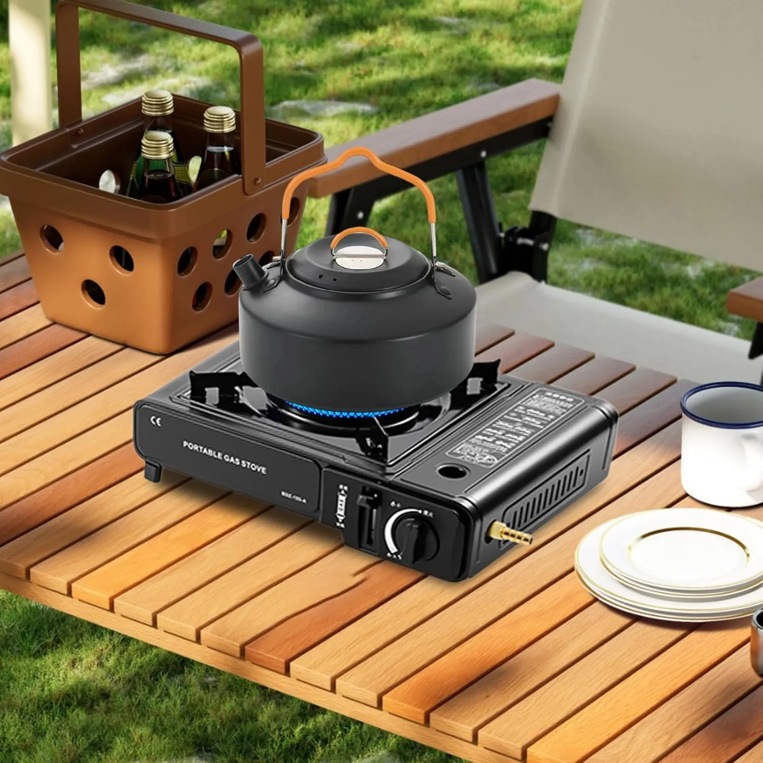 Portable Camping Stove - Single Burner, Campfire Cooktop | Lightweight Butene Propane Cooker Compact Gass Grill for Outdoor Hiking Survival Rv Kitchen Travel Picnic Portable Food Heating Gear