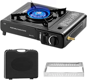 Portable Camping Stove - Single Burner, Campfire Cooktop | Lightweight Butene Propane Cooker Compact Gass Grill for Outdoor Hiking Survival Rv Kitchen Travel Picnic Portable Food Heating Gear