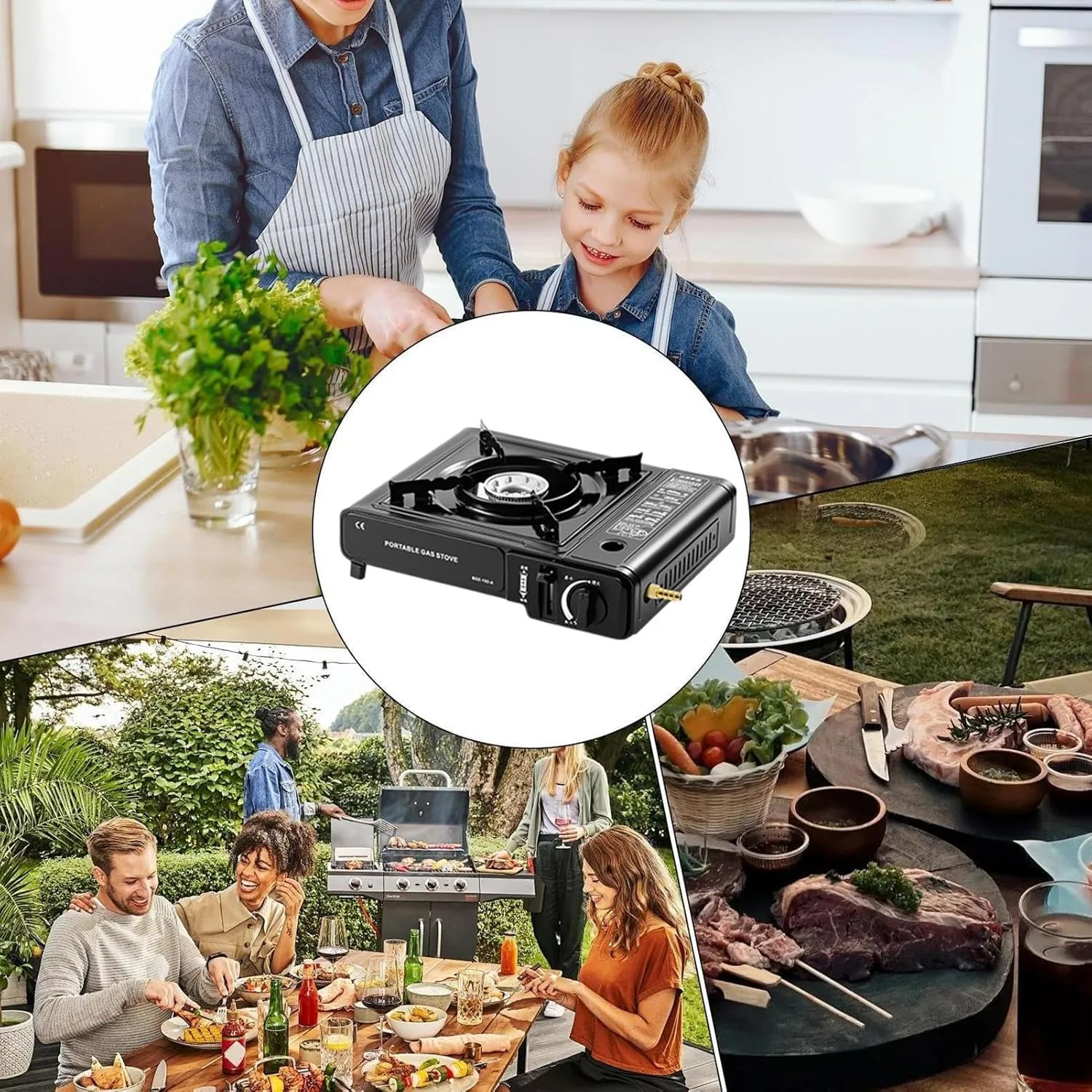 Portable Camping Stove - Single Burner, Campfire Cooktop | Lightweight Butene Propane Cooker Compact Gass Grill for Outdoor Hiking Survival Rv Kitchen Travel Picnic Portable Food Heating Gear