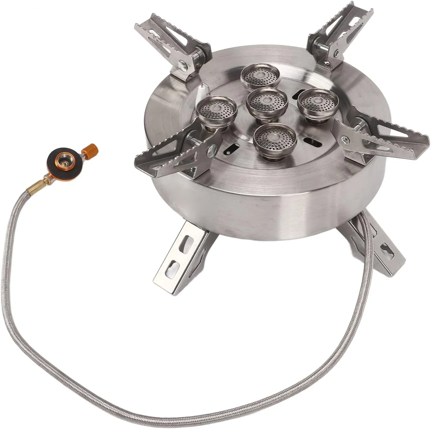 Portable Camping Stove Stainless Steel 5 Heads 12800W High Power Gas Cooking Stove Outdoor Picnic