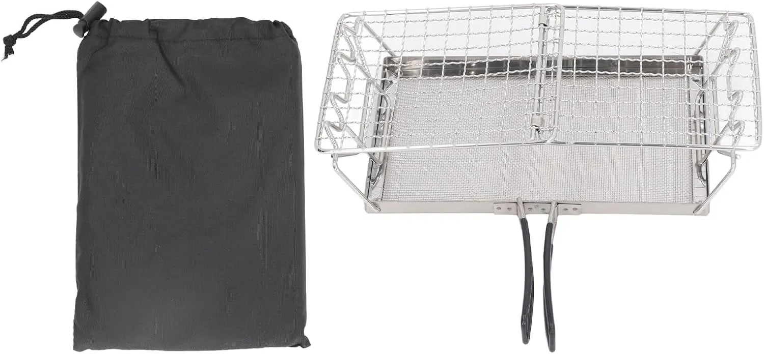 Portable Camping Stove Toaster, Camp Toaster Foldable Portable Stable Structure, 2 Slice Toaster Tray Cooking Breakfast for BBQ Party Outdoor Hiking Camping Fishing Picnic