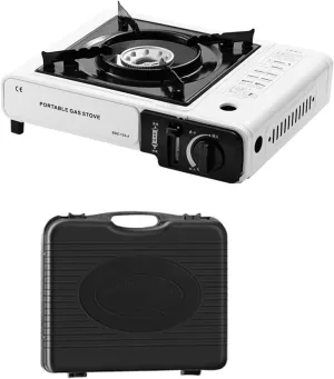 Portable Camping Stove With Carry Case,camping Stove g as Portable With Automatic Ignition & Heat Control, Piezo Ignition System- Adjustable 2900W Camping Cooker For Outdoor Use, Picnic & Garden
