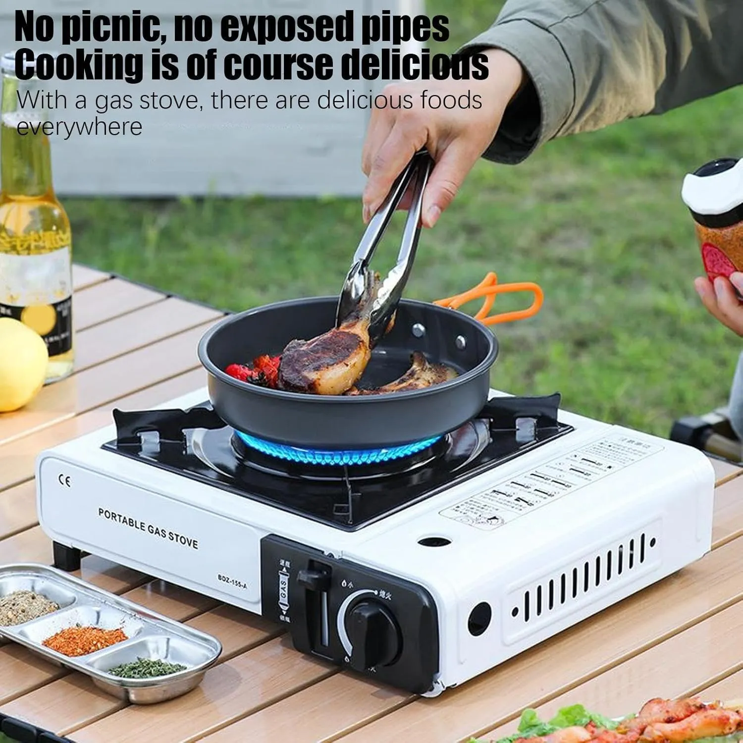 Portable Camping Stove With Carry Case,camping Stove g as Portable With Automatic Ignition & Heat Control, Piezo Ignition System- Adjustable 2900W Camping Cooker For Outdoor Use, Picnic & Garden