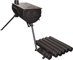 Portable, Camping wood stove. Military style. Frontier Stove, Tent Heater, Ice Fishing, with venting & Carry case. 25 lbs.
