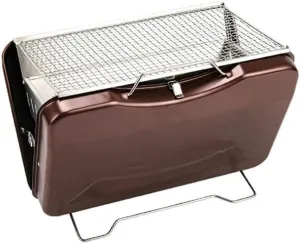 Portable Charcoal Grill Folding Barbecue Camping Small Charcoal Stove Stainless Steel Portable Barbecue Stove (Color : Brown)