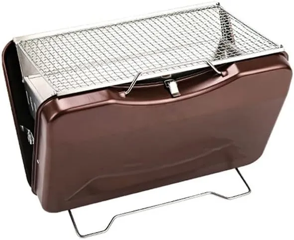 Portable Charcoal Grill Folding Barbecue Camping Small Charcoal Stove Stainless Steel Portable Barbecue Stove (Color : Brown)