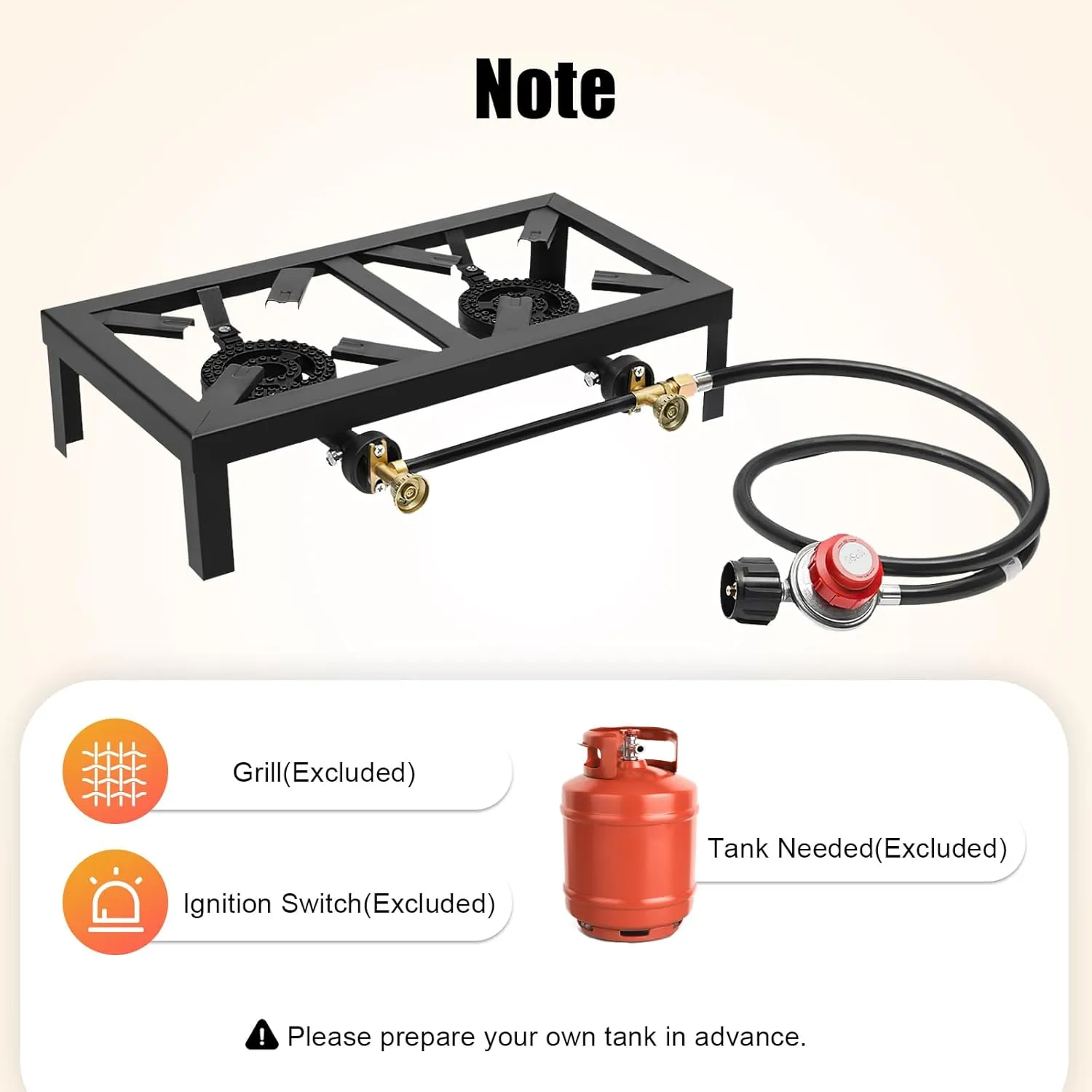 Portable Double Burner Outdoor Stove Propane Cooker with Adjustable 0-10Psi Regulator Hose,Camping Double Burner Stovem,for Patio Camping, BBQ, Home Brewing, Turkey Fry (Black, double)