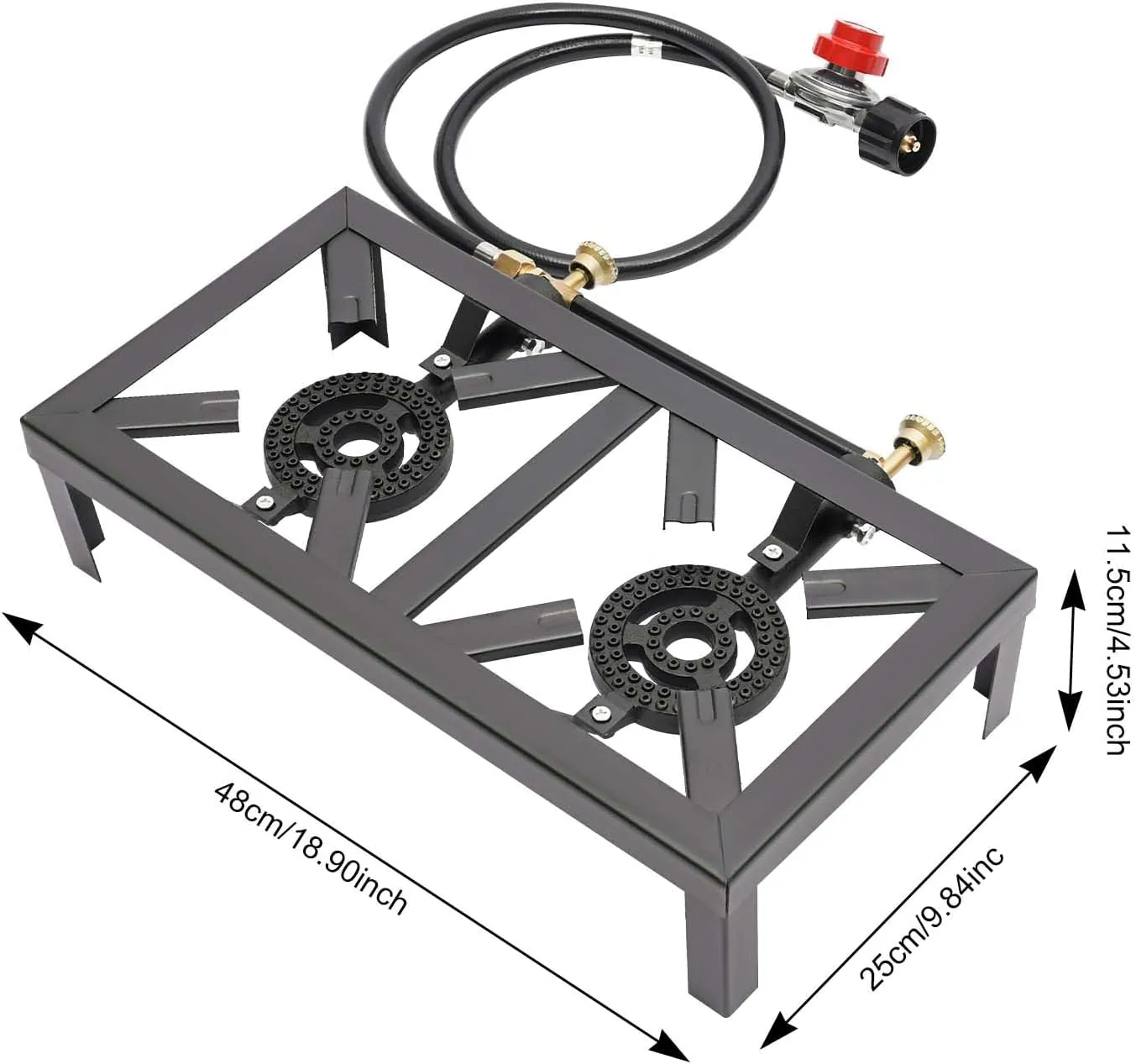 Portable Double Burner Outdoor Stove Propane Cooker with Adjustable 0-10Psi Regulator Hose,Camping Double Burner Stovem,for Patio Camping, BBQ, Home Brewing, Turkey Fry (Black, double)