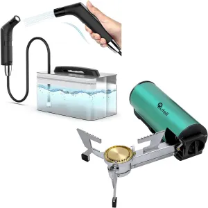 Portable Electric Rechargeable Travel Bidet and Foldable Camping Butane Stove