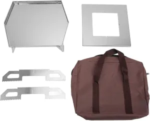 Portable Foldable Stove Stand Base Set, Stainless Steel for Outdoor Camping, Cooking, Brewing, with Pot Holder, Brackets and Storage Bag (Large)