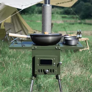 Portable Foldable Wood Burning Stove,Tent Stoves Burning, Hot Tent Stove, Camp Stove with Chimney Pipe/L