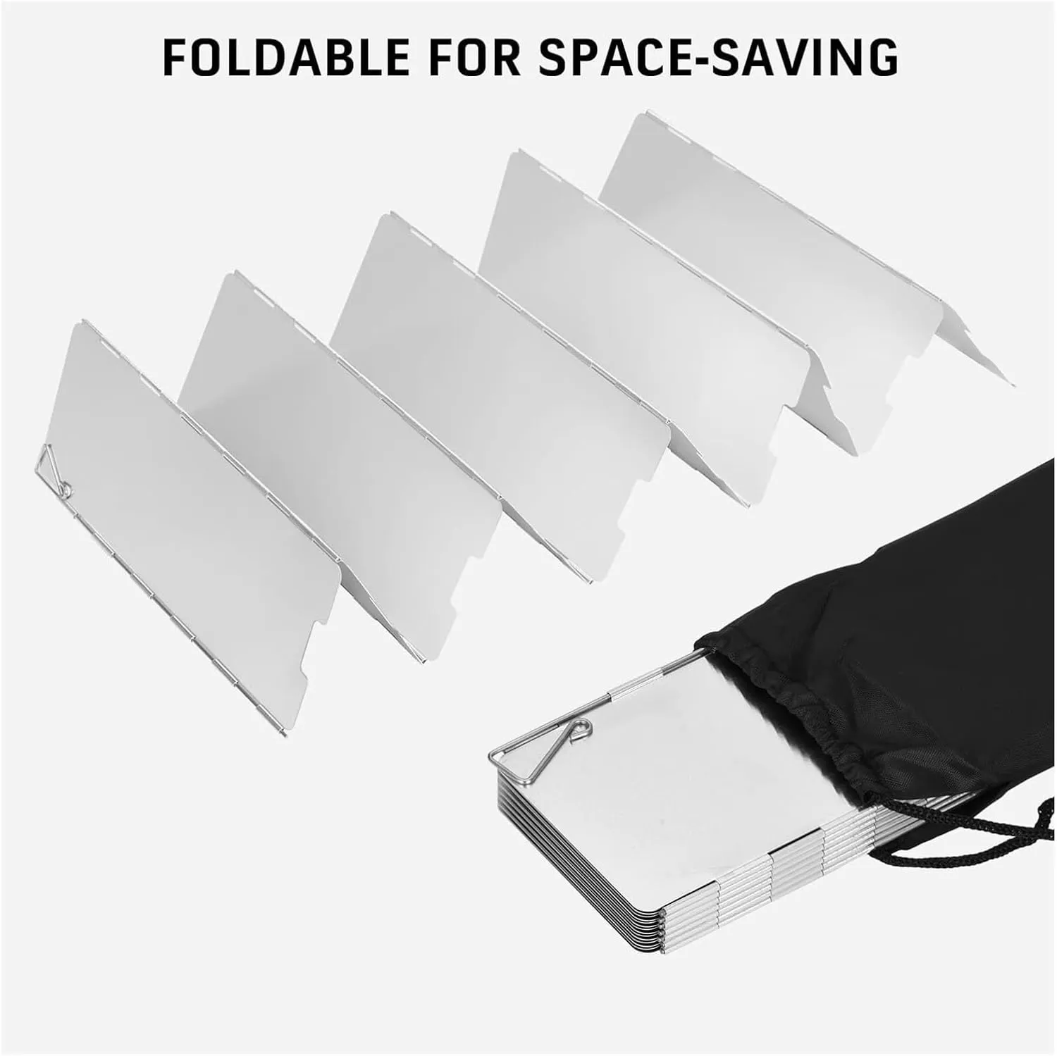 Portable Folding Camping Stove Windscreen 12 Plates Aluminum Windshield with Carrying Bag - Outdoor Cooker Butane Burner Wind Shield(8 Plates Windscreen)