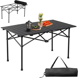 Portable Folding Camping Table 37"x20", Ultralight Collapsible Table Outdoor Camp Table for Travel Hiking Backyard BBQ Party, Black