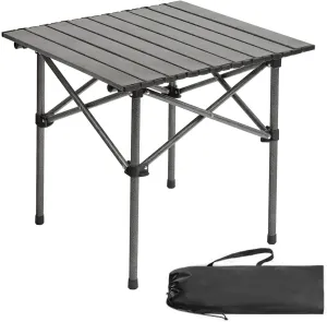 Portable Folding Camping Table for 2-4 Persons, Outdoor Lightweight Roll Up Camping Table with Carry Bag for Hiking, Picnics, BBQs, Beach Trips & Tailgating(19.7 inch Black)