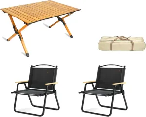 Portable Folding Picnic Table Set of 3 with Aluminum Roll up Backpacking Table Lightweight and Compact Outdoor Furniture for Camping Beach and Picnics
