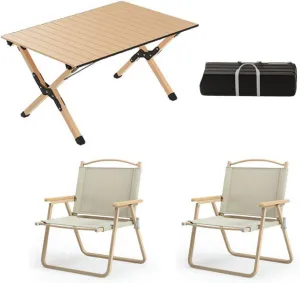Portable Folding Picnic Table Set of 3 with Aluminum Roll up Backpacking Table Lightweight and Durable Camping Furniture for Indoor Outdoor Use