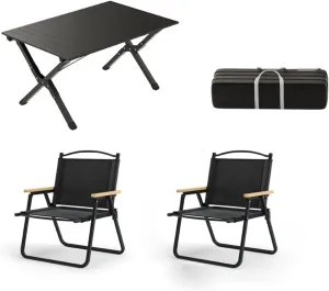 Portable Folding Picnic Table Set of 3 with Aluminum Roll up Backpacking Table Lightweight and Durable Outdoor Camping Furniture