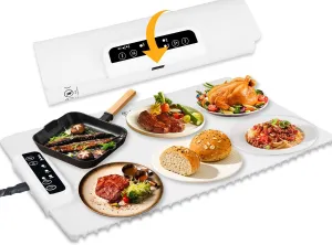 Portable Food Warming Mat - Electric Warming Tray with Adjustable Temperature, 2024 New Foldable Silicone Food Food Warmers, Fast Heating Food Warmer for Home Parties Buffets Restaurants