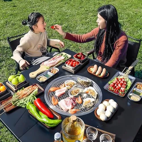 Portable Grill Table ， Folding Outdoor Cooking Table for BBQ, Picnic, Camping, Hiking, Beach ， Quick Installation