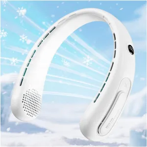 Portable Neck Fan, Hands-Free Bladeless Fans, 360°Airflow, 4000 mAh Battery Operated Wearable Personal Fan, Twistable, Rechargeable Fans for Outdoor Indoor, Birthday Gifts for Men Women-White