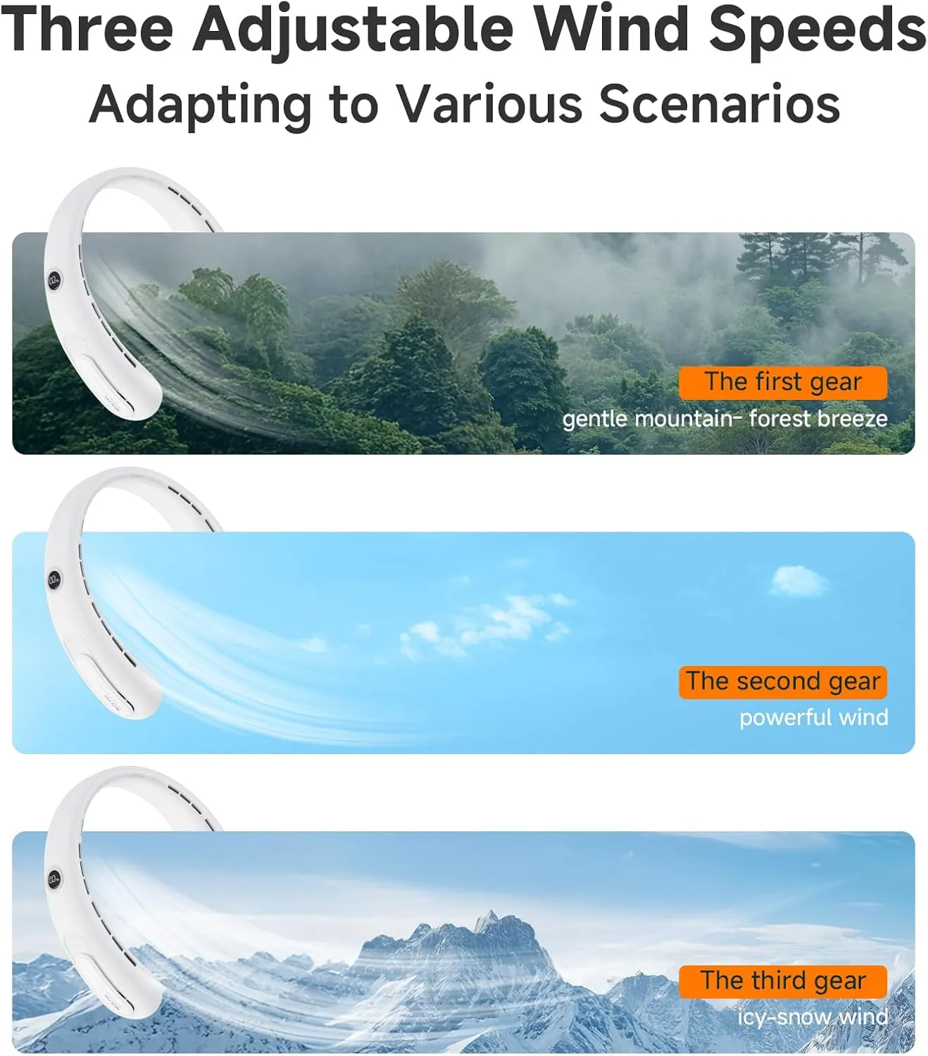 Portable Neck Fan, Hands-Free Bladeless Fans, 360°Airflow, 4000 mAh Battery Operated Wearable Personal Fan, Twistable, Rechargeable Fans for Outdoor Indoor, Birthday Gifts for Men Women-White