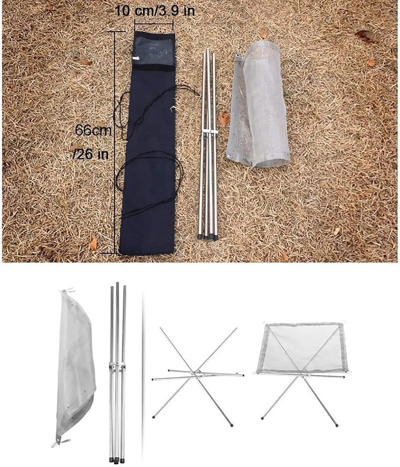 Portable Outdoor Camping Fire Pit Collapsing Steel Mesh Fireplace Folding Wood Burning Stove with Carry Bag- InBlossoms