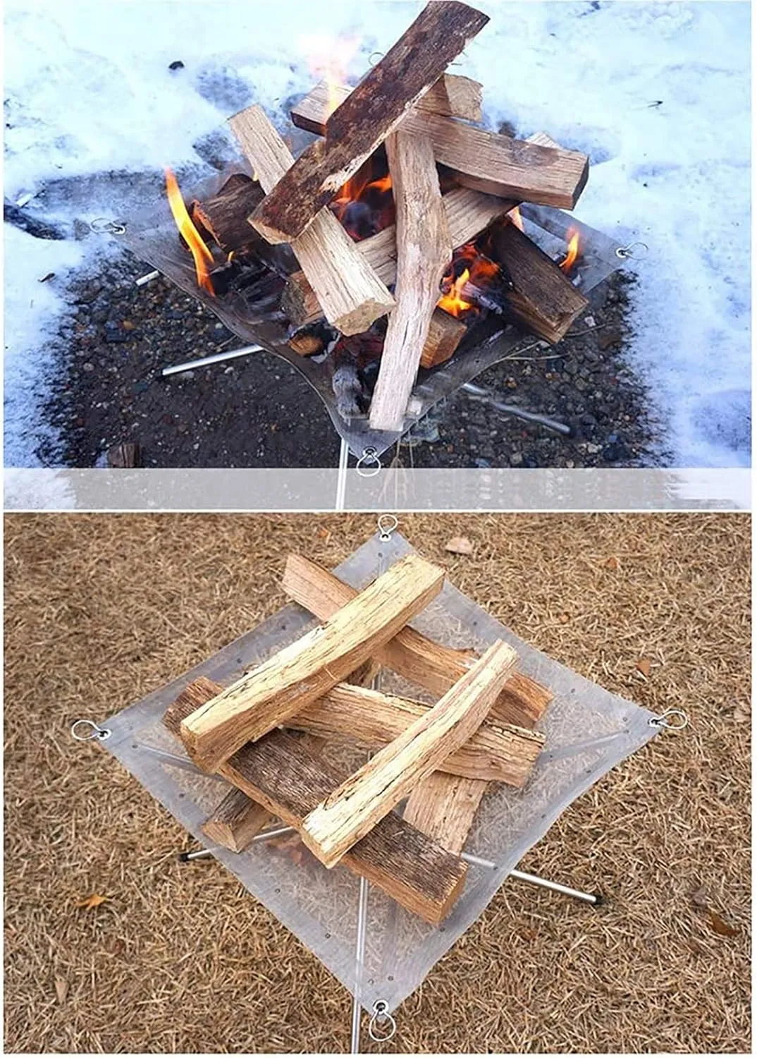 Portable Outdoor Camping Fire Pit Collapsing Steel Mesh Fireplace Folding Wood Burning Stove with Carry Bag- InBlossoms