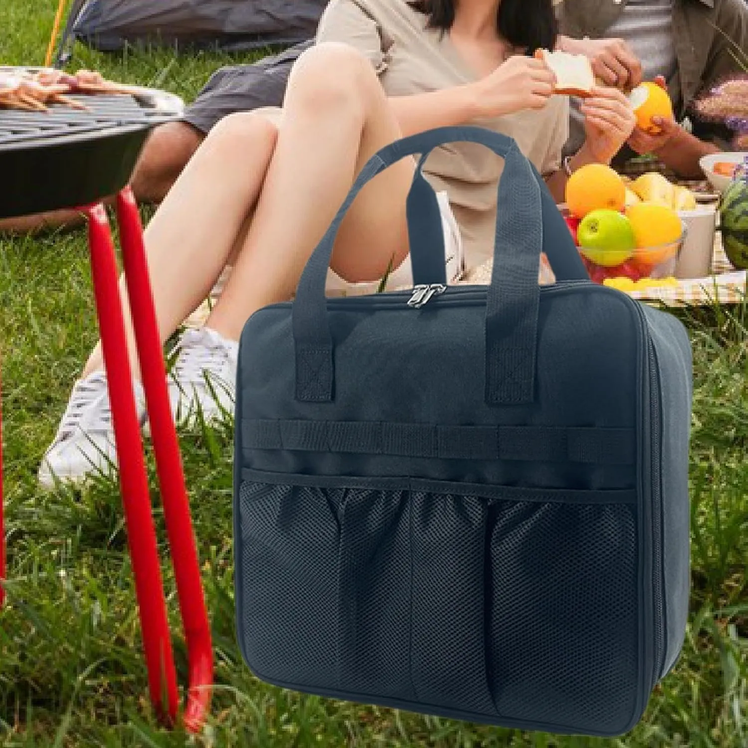 Portable Outdoor Cooking Gear Storage Bag for Camp Stove and Gas Tank, Black