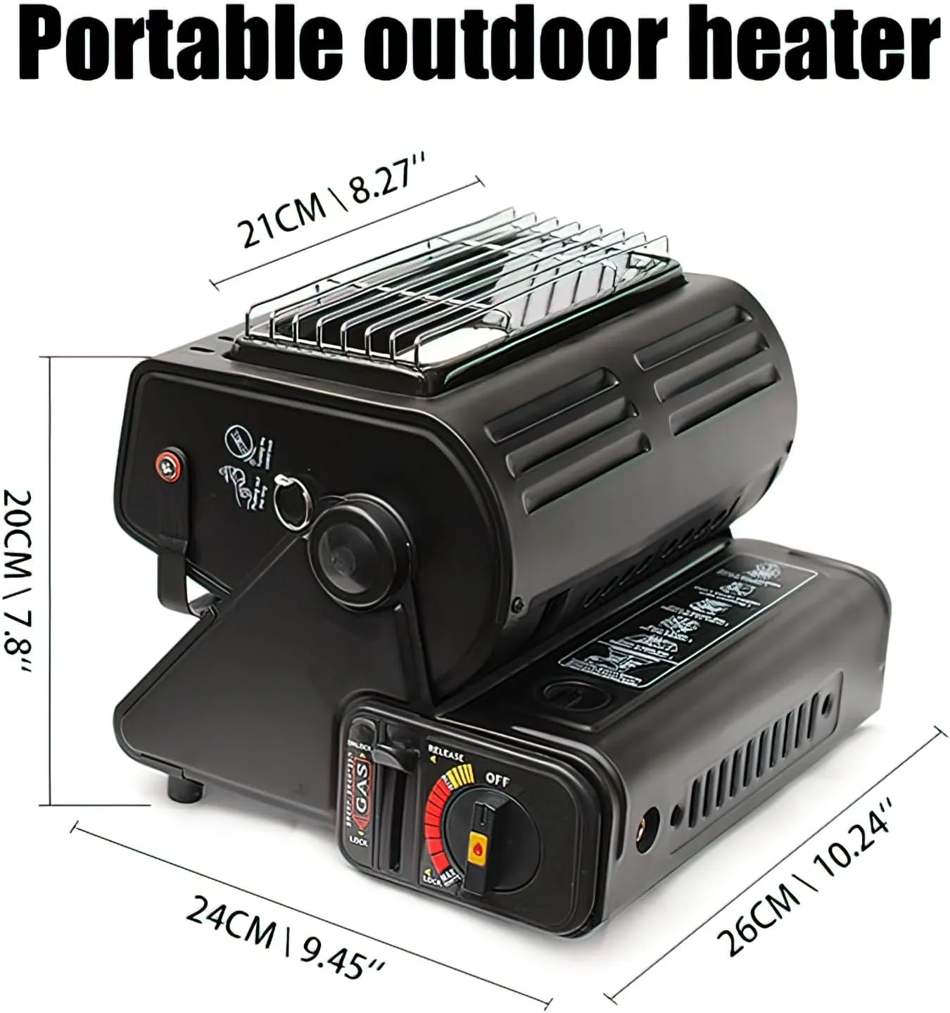 Portable Outdoor Propane Heater, Mini Camp Tent Stove, 3 Heat Settings (Black)
