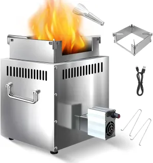 Portable Rocket Camp Stove with Turbo Fan – 20-Second Quick Ignition, Adjustable Flame for Outdoor Cooking & BBQ, Burns Wood, Nut Shells, Dry Grass, Leaves & Biomass