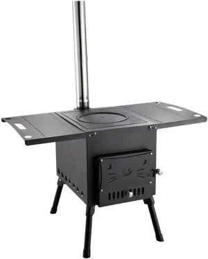 Portable Stainless Steel Backpacking Stove | Large Tent Stove | Portable Wood Burning Stove for Tents, Shelters, and Camping for Picnic Bbq Camp Hiking with Grill Grid,All Accessories/All Access