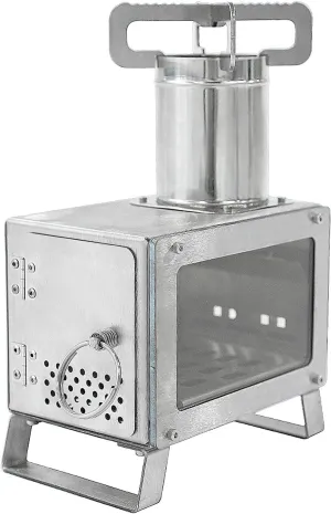 PORTABLE STAINLESS STEEL CAMPING WOOD BURNING STOVE FOR COOKING, SUITABLE FOR OUTDOOR, BACKYARD, GARDEN