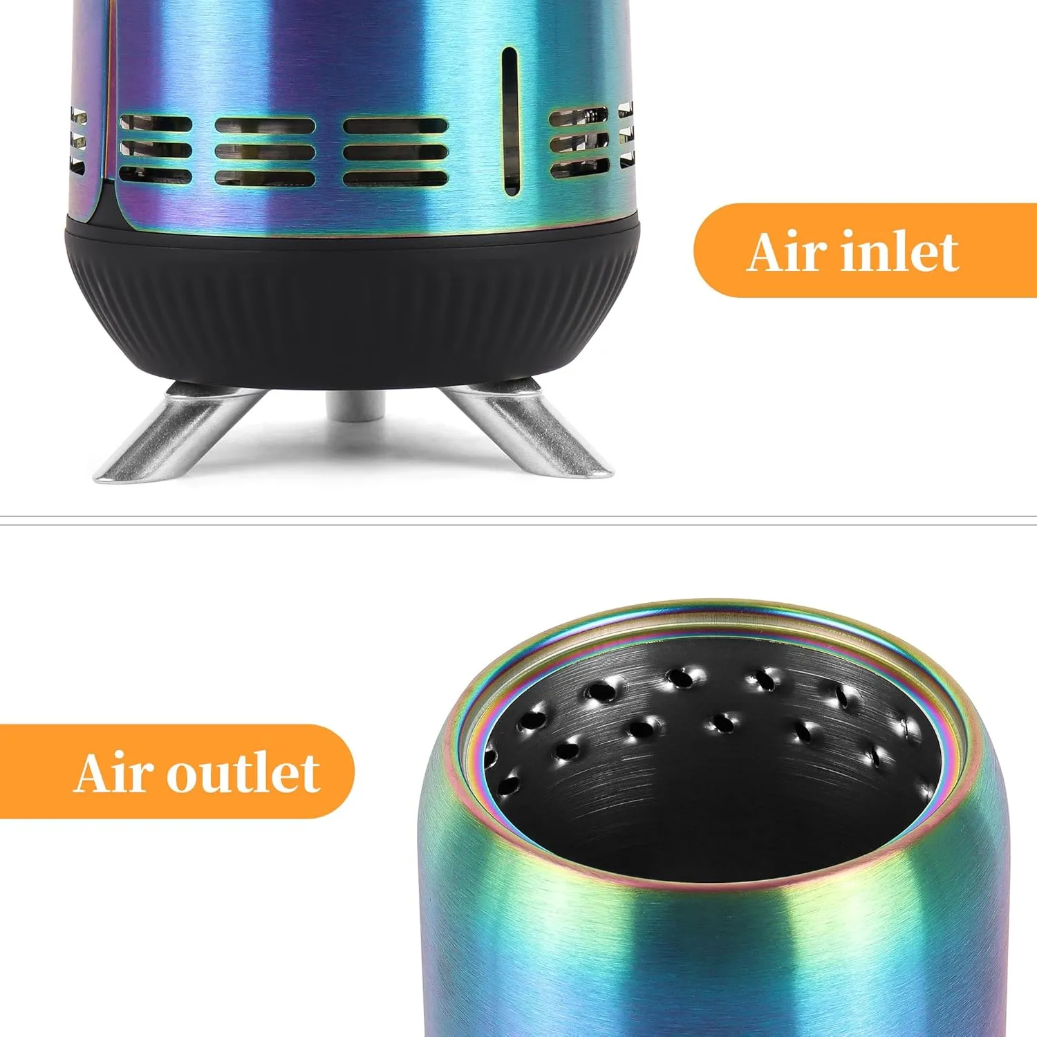 Portable Table Top Fire Pit, Tabletop Smokeless Fire Pit, Low Smoke Burning Mini Outdoor Stove Firepit Fueled by Pellets or Wood, for Urban & Suburbs, with Travel Bag,23.2x16.3cm