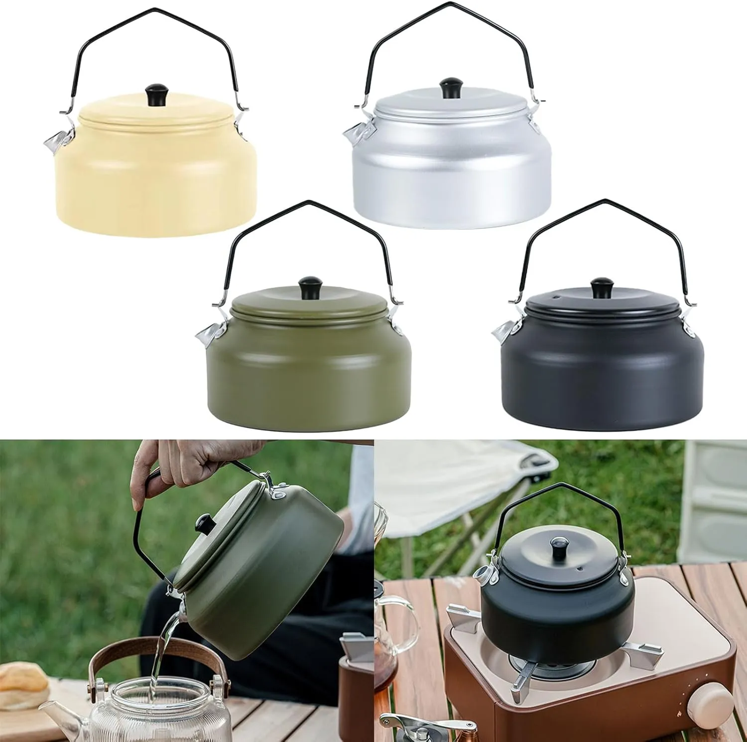 Portable Teapot Aluminum Camp Teas Coffee Pots Outdoor Hiking Water Boilers Camping Kettle Heat Water Teas Pots