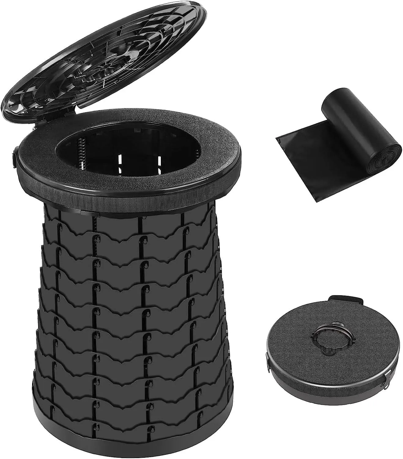Portable Toilet for Camping, Adjustable Portable Camping Toilet, Luggable Loo with Lid, Strap, Hiking, Travel and Car