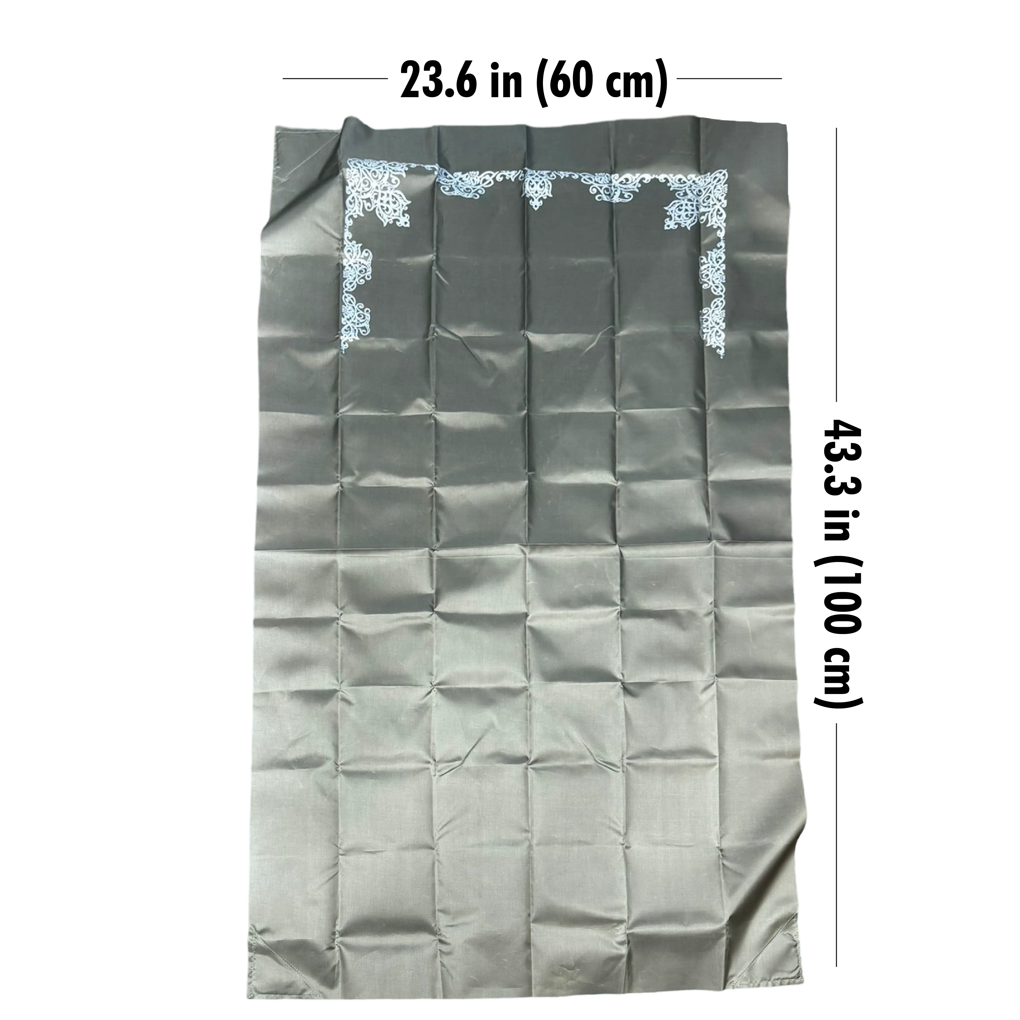 Portable Travel Praying Mat, Pocket Size Muslim Prayer Rug, Grey, 23.6 in x 43.3 in