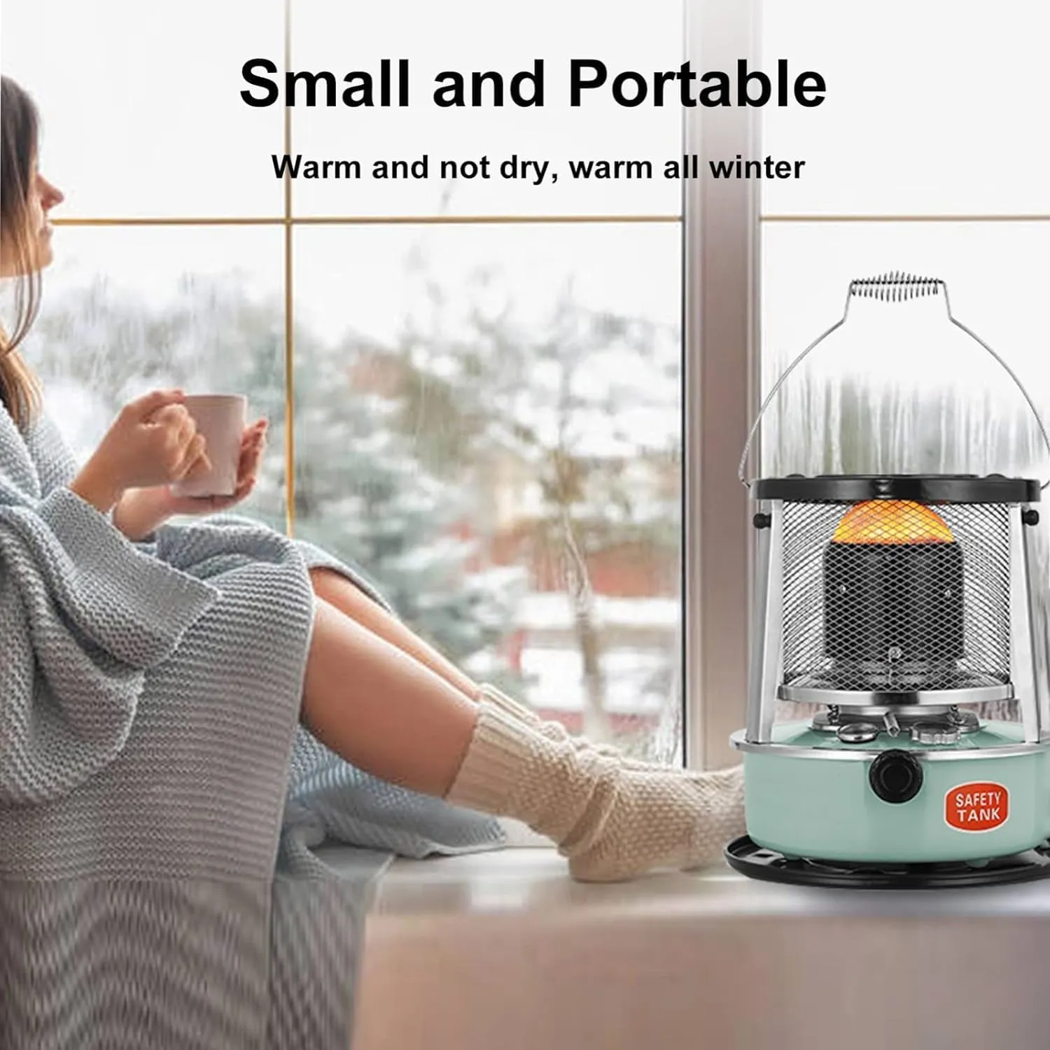 Portable Wick Heater Convection Emergency Stove for Indoor/Outdoor, Mobile Kerosene Heater Fuel-efficient 360° Surround Heating for Patio Tent Ice Fishing Hunting Survival Emergency