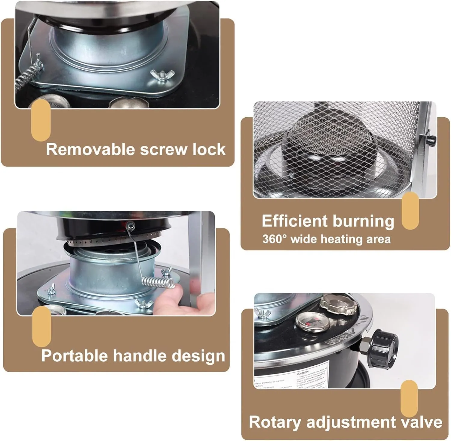 Portable Wick Heater Convection Emergency Stove for Indoor/Outdoor, Mobile Kerosene Heater Fuel-efficient 360° Surround Heating for Patio Tent Ice Fishing Hunting Survival Emergency