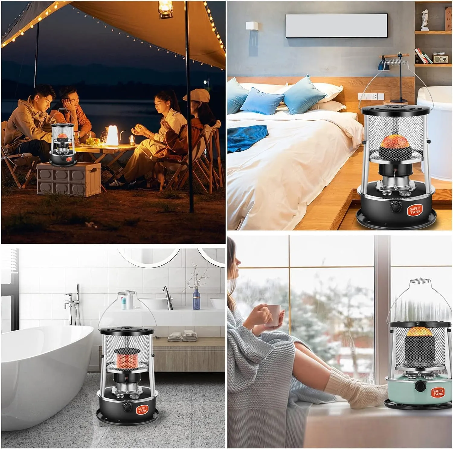 Portable Wick Heater Convection Emergency Stove for Indoor/Outdoor, Mobile Kerosene Heater Fuel-efficient 360° Surround Heating for Patio Tent Ice Fishing Hunting Survival Emergency