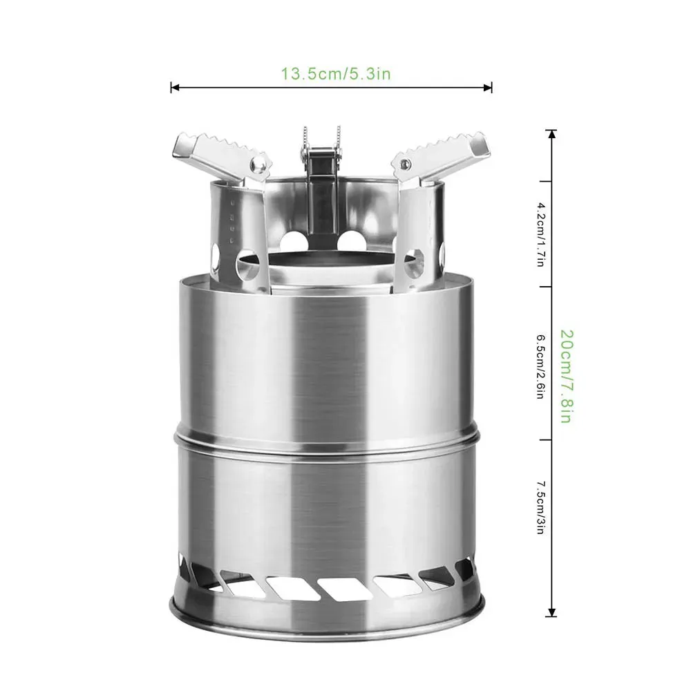 Portable Wood-Burning Stainless Steel Stove For Lightweight Camping & Hiking