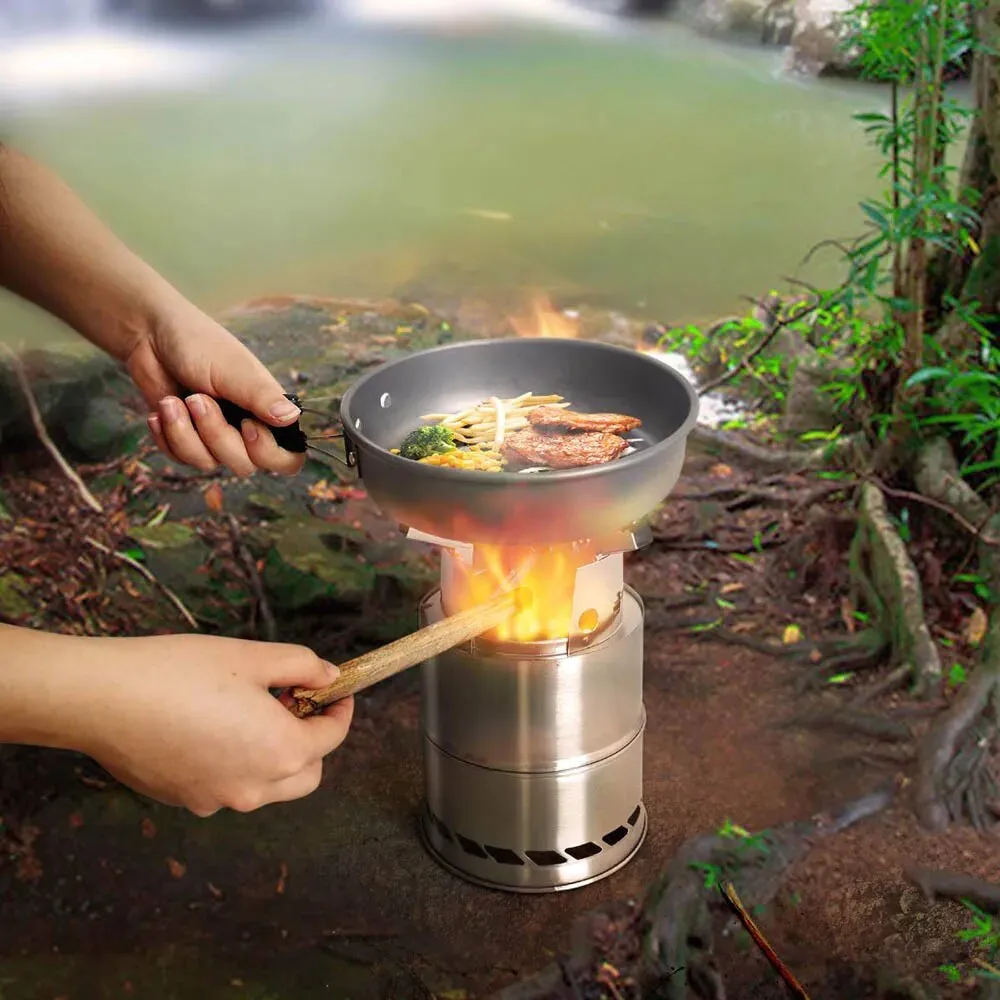 Portable Wood-Burning Stainless Steel Stove For Lightweight Camping & Hiking
