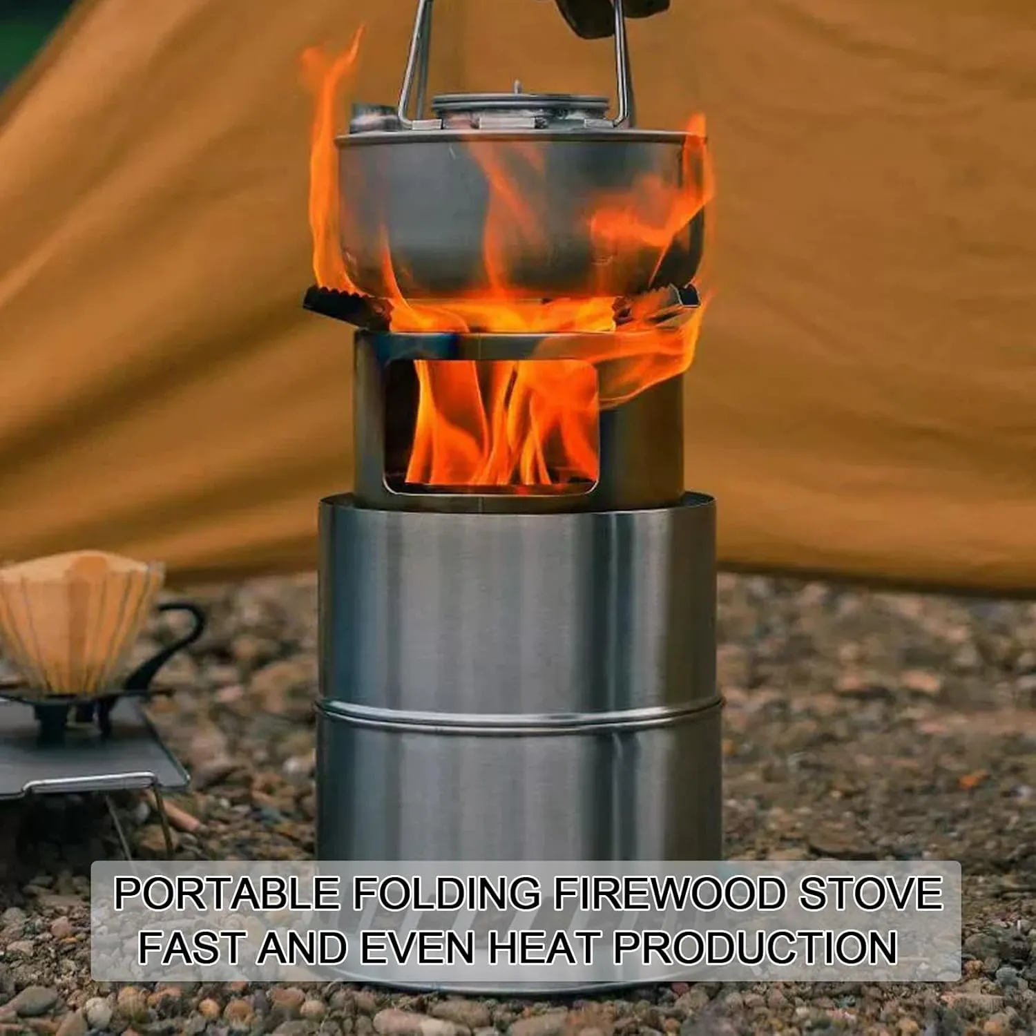 Portable Wood Stove,Camp Stove Wood,Foldable Camping Stainless Steel Stove, for Backyard Barbecue Outdoor Camping/M